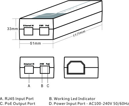 AC单口供电器(小板）-外观尺寸图